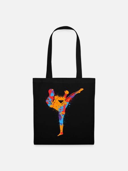 Muay Thai Bunter Kickboxer Kampfsport Kickboxen - Stoffbeutel - Schwarz