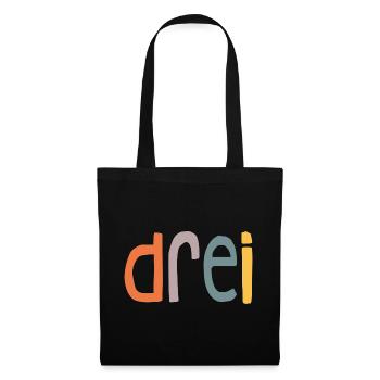 Dritter Geburtstag ich bin 3 Jahre Retro Design - Stoffbeutel - Schwarz - Vorne