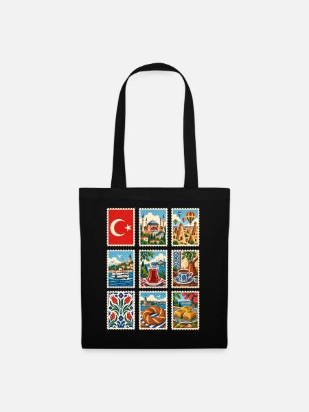 Türkei Briefmarken - Stoffbeutel - Schwarz