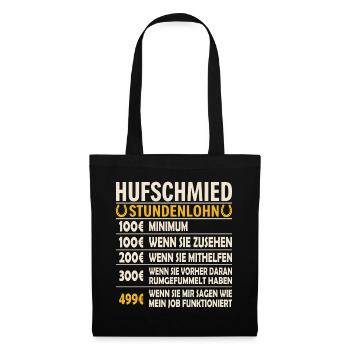 Stundelohn Satire Grafik - Stoffbeutel - Schwarz - Vorne
