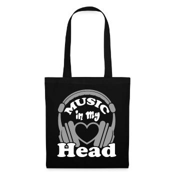 Music in my Head Kopfhörer Headphone DJ Herz  - Stoffbeutel - Schwarz - Vorne