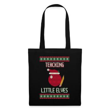 Teaching Little Elves - Lehrerin Weihnachten - Stoffbeutel - Schwarz - Vorne