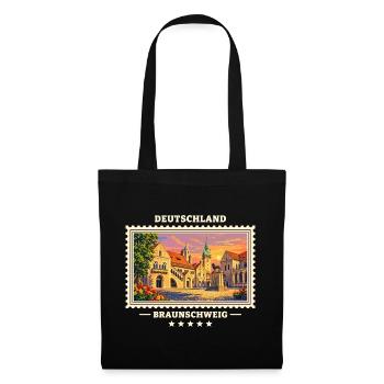 Deutschland Braunschweig Vintage Reisemarke - Stoffbeutel - Schwarz - Vorne