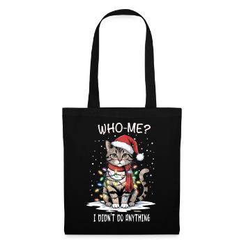 Who-Me? Unschuldige Weihnachtskatze - Stoffbeutel - Schwarz - Vorne