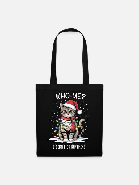Who-Me? Unschuldige Weihnachtskatze - Stoffbeutel - Schwarz