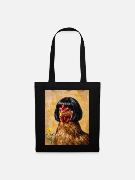 Lustiges Huhn Bob Haarschnitt - Stoffbeutel - Schwarz