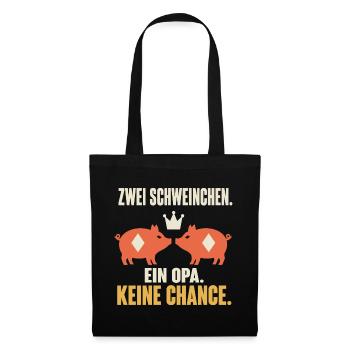  Zwei Schweinchen ein Opa keine Chance – Doko - Stoffbeutel - Schwarz - Vorne