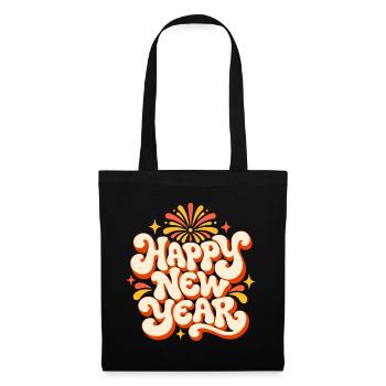 Happy New Year Silvester Outfit Retro 70er Disco - Stoffbeutel - Schwarz - Vorne