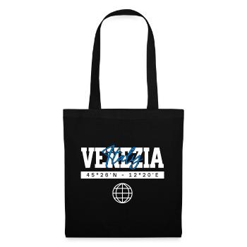 Venedig Italien Koordinaten Reise Souvenir - Stoffbeutel - Schwarz - Vorne