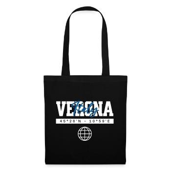 Verona Italien Koordinaten Reise Souvenir - Stoffbeutel - Schwarz - Vorne