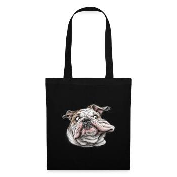 Unzerzauster Englischer Bulldogge – Lustiger Hund - Stoffbeutel - Schwarz - Vorne
