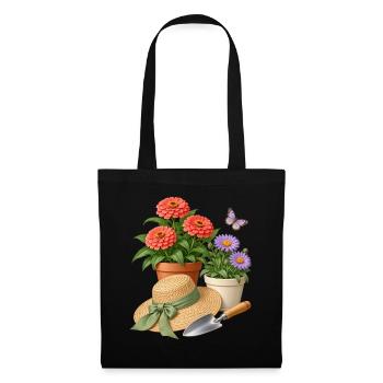Gärtnerin Geschenkidee Gartenarbeit - Stoffbeutel - Schwarz - Vorne