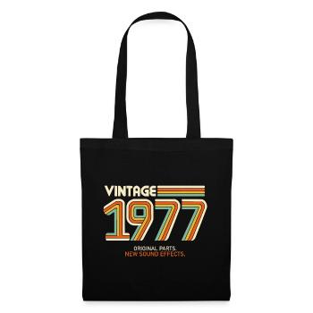 Vintage 1977 Jahrgang 50. Geburtstag lustig Retro - Stoffbeutel - Schwarz - Vorne