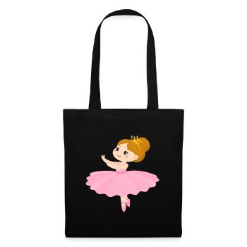 Kleine Comic Ballerina Rosa Tutu Tanzen T-Shirt - Stoffbeutel - Schwarz - Vorne