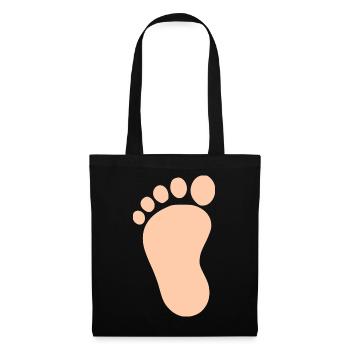 Babyfuß Geschenk zur Geburt Taufe - Stoffbeutel - Schwarz - Vorne