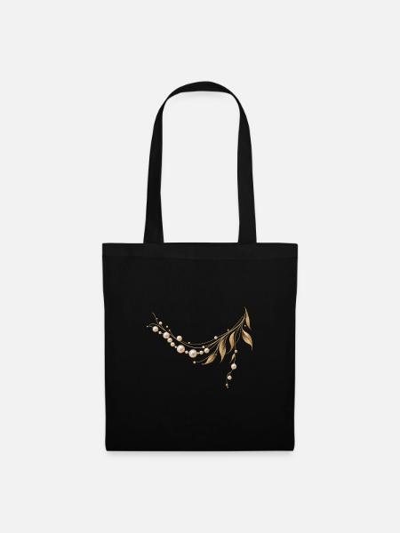 Pearl Elegance – Gold & Pearls - Stoffbeutel - Schwarz