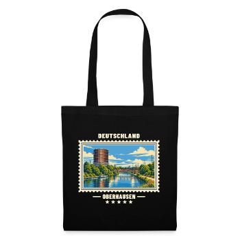 Deutschland Oberhausen Vintage Reisemarke - Stoffbeutel - Schwarz - Vorne