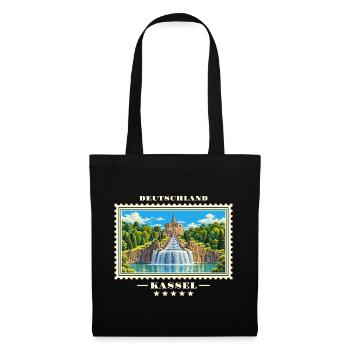 Deutschland Kassel Vintage Reisemarke - Stoffbeutel - Schwarz - Vorne