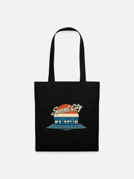 SUNSET CITY 1989 — Retro Horizon - Stoffbeutel - Schwarz