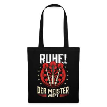 Dart Ruhe Der Meister Wirft Lustiger Spruch - Stoffbeutel - Schwarz - Vorne