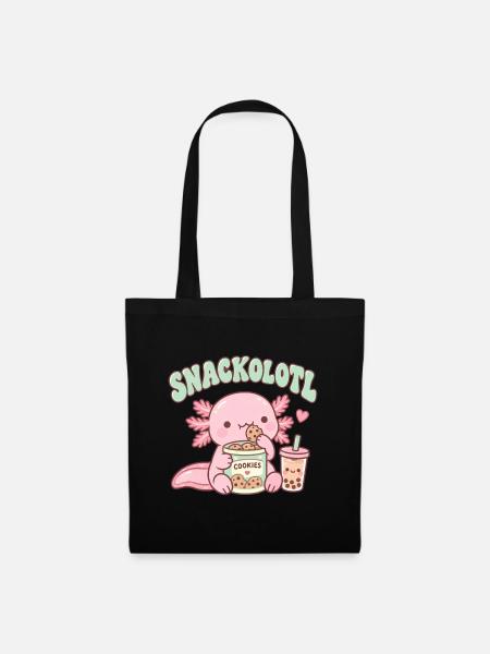 Snackolotl Kawaii Snackmotiv - Stoffbeutel - Schwarz