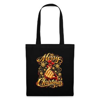 Korean Finger Heart – Merry Christmas Kpop Style - Stoffbeutel - Schwarz - Vorne