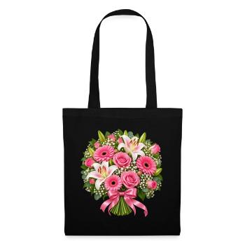 Blush-Blumenstrauß - Stoffbeutel - Schwarz - Vorne