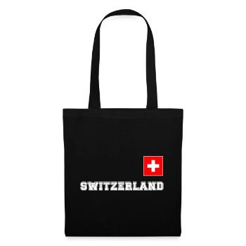 SCHWITZERLAND SCHWEIZ Trikot Look mit Fahne Flagge - Stoffbeutel - Schwarz - Vorne