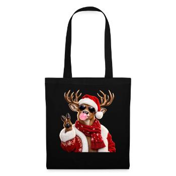 Christmas Reindeer Bubble Gum Sunglasses Santa - Stoffbeutel - Schwarz - Vorne