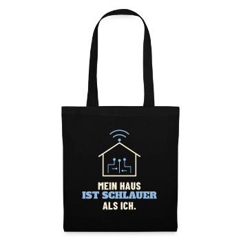 Mein Haus ist schlauer als ich – Smart Home Shirt - Stoffbeutel - Schwarz - Vorne