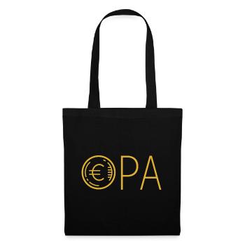 Opa mit Euro-Münze – Gold - Stoffbeutel - Schwarz - Vorne
