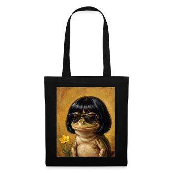 Lustiger Frosch Bob Haarschnitt - Stoffbeutel - Schwarz - Vorne