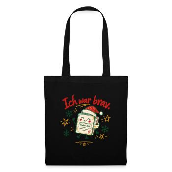 Ich war brav! Nikolaus Kawaii Buch Motiv - Stoffbeutel - Schwarz - Vorne