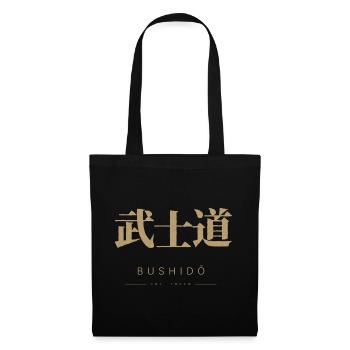 Bushido-Brush: Goldene Schrift auf Stoff - Stoffbeutel - Schwarz - Vorne