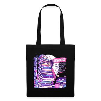 Tsundoku Master Artist: Riesiger Bücherstapel - Stoffbeutel - Schwarz - Vorne