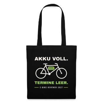 E-Bike Rentner 2027 - Stoffbeutel - Schwarz - Vorne