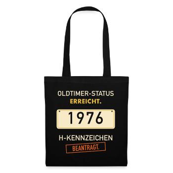 50. Geburtstag 1976 Oldtimer H-Kennzeichen - Stoffbeutel - Schwarz - Vorne