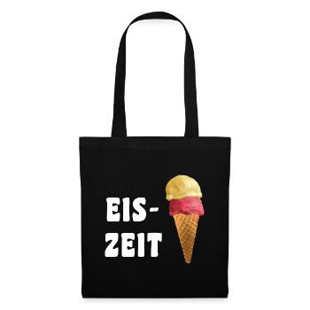 Eis-Zeit - Eistüte Wortspiel - Stoffbeutel - Schwarz - Vorne