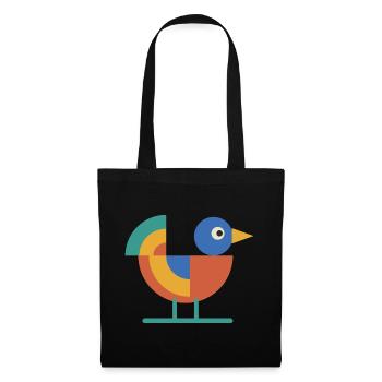 Geometrischer Vogel aus Kreisen und Viertelkreisen - Stoffbeutel - Schwarz - Vorne