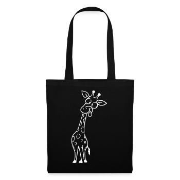Giraffen-Linien-Skizze: Verspielte Charme - Stoffbeutel - Schwarz - Vorne