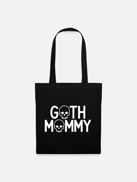 Goth-Mommy-Schädel-Typografie - Stoffbeutel - Schwarz