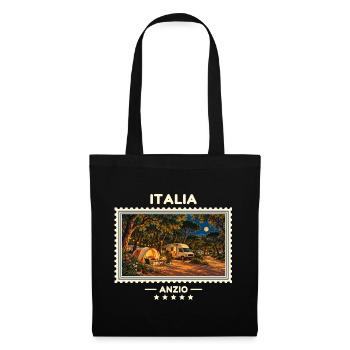 Italien Anzio Camping Vintage Reisemarke - Stoffbeutel - Schwarz - Vorne