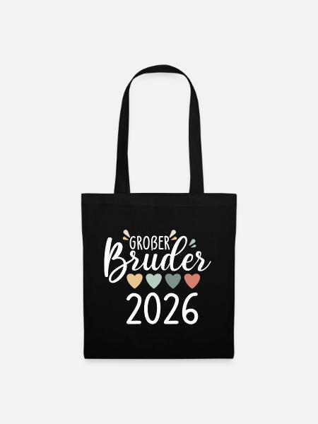 Großer Bruder 2026 Herzen - Stoffbeutel - Schwarz