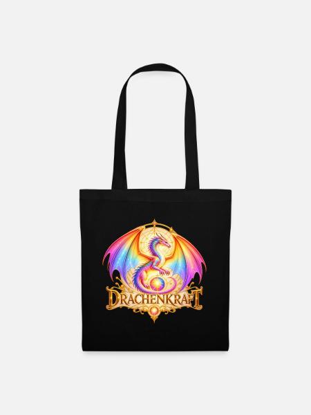 Regenbogendrache – Drachenkraft & Goldmandala - Stoffbeutel - Schwarz