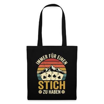 Immer Fuer einen Stich zu haben Schafkopf Card  - Stoffbeutel - Schwarz - Vorne