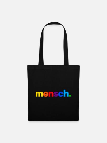 Mensch. Regenbogenfarben Druck - Stoffbeutel - Schwarz