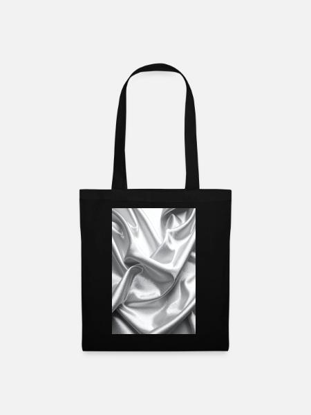 Silber Satin Falten - Stoffbeutel - Schwarz
