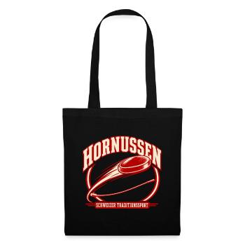 Hornussen – Schweizer Traditionssport Retro - Stoffbeutel - Schwarz - Vorne