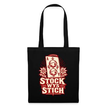 Stöck Wys Stich – Schellen-Ass Retro - Stoffbeutel - Schwarz - Vorne