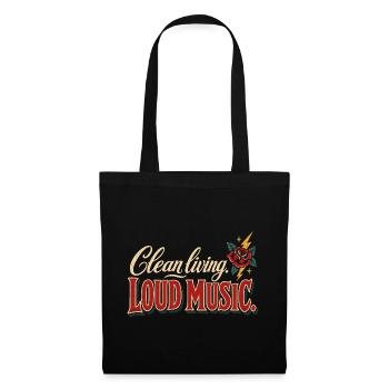 Clean Living Loud Music Straight Edge Nüchtern - Stoffbeutel - Schwarz - Vorne